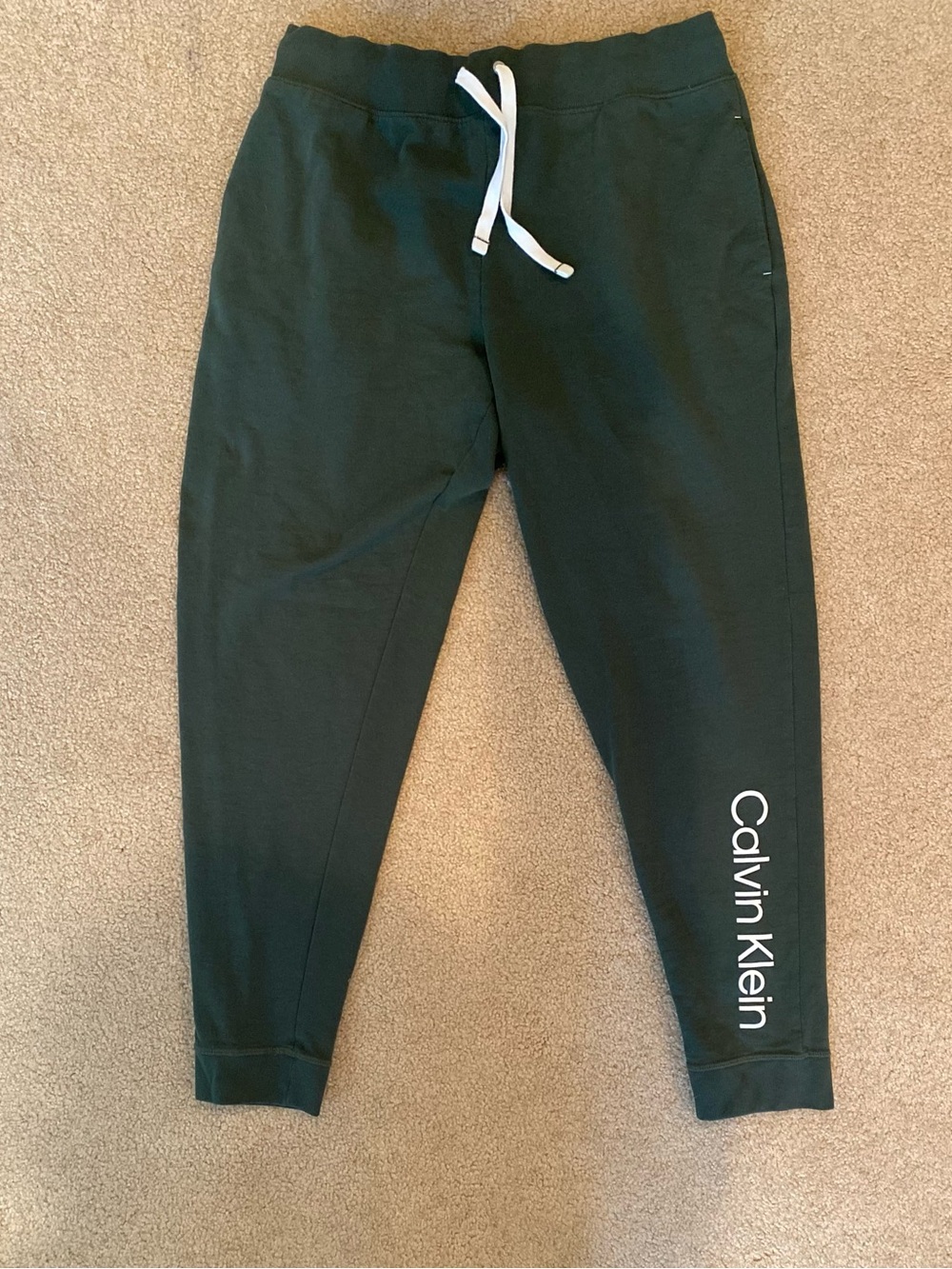 Calvin Klein Sleepwear Women's Green Solid Jogger Lounge Pants Drawstring L